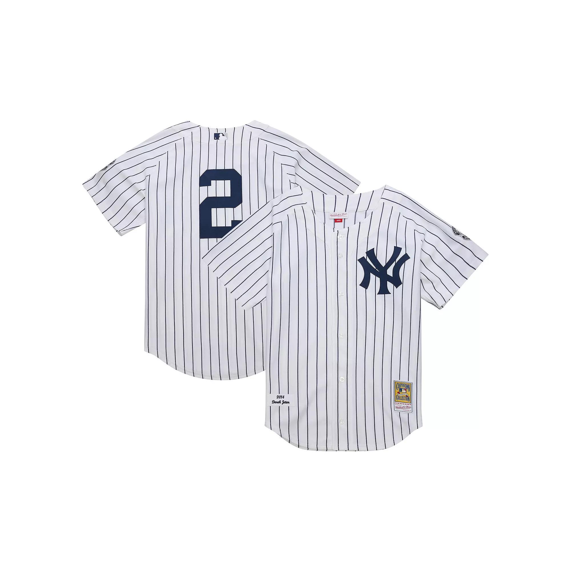 Men's Mitchell & Ness Derek Jeter White New York Yankees 2014 Cooperstown Collection Authentic Throwback Jersey,  Product Image