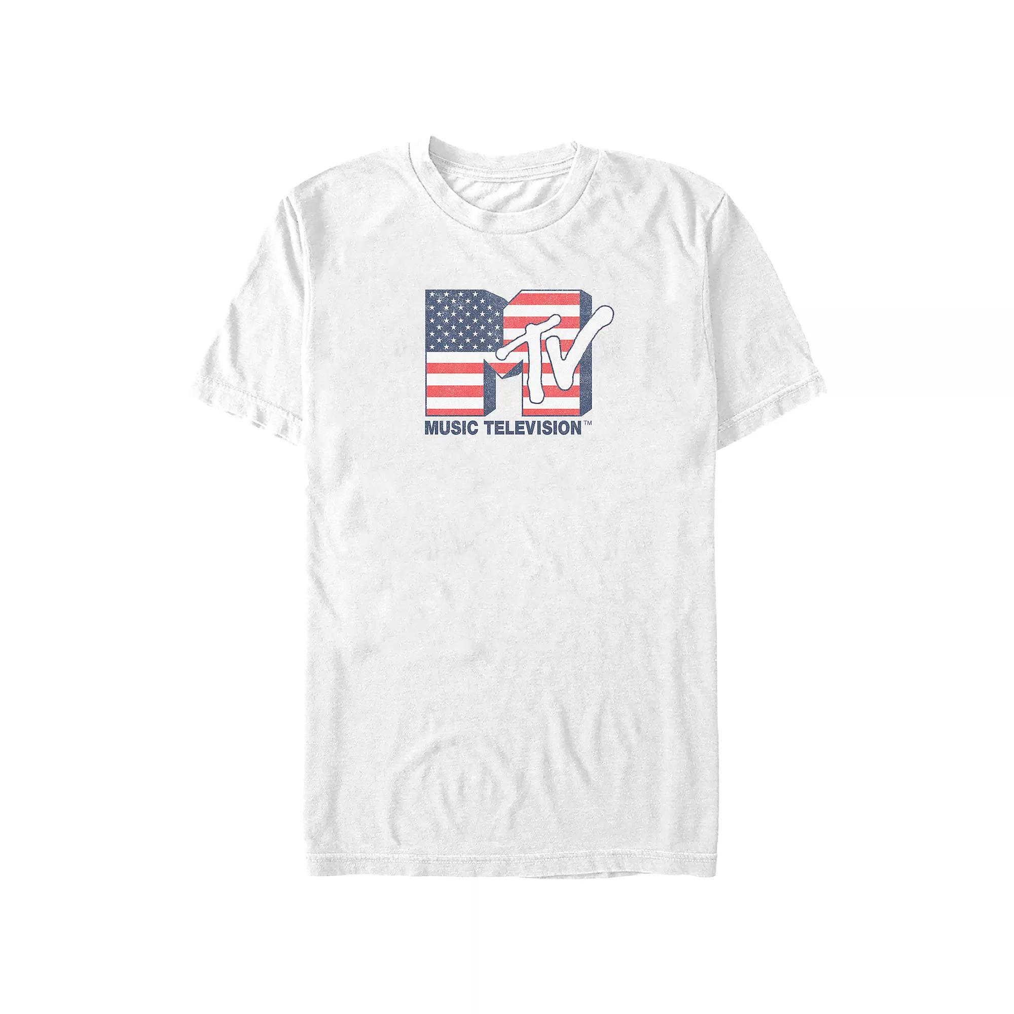 Big & Tall MTV USA Flag Print Logo Graphic Tee, Men's,  Product Image