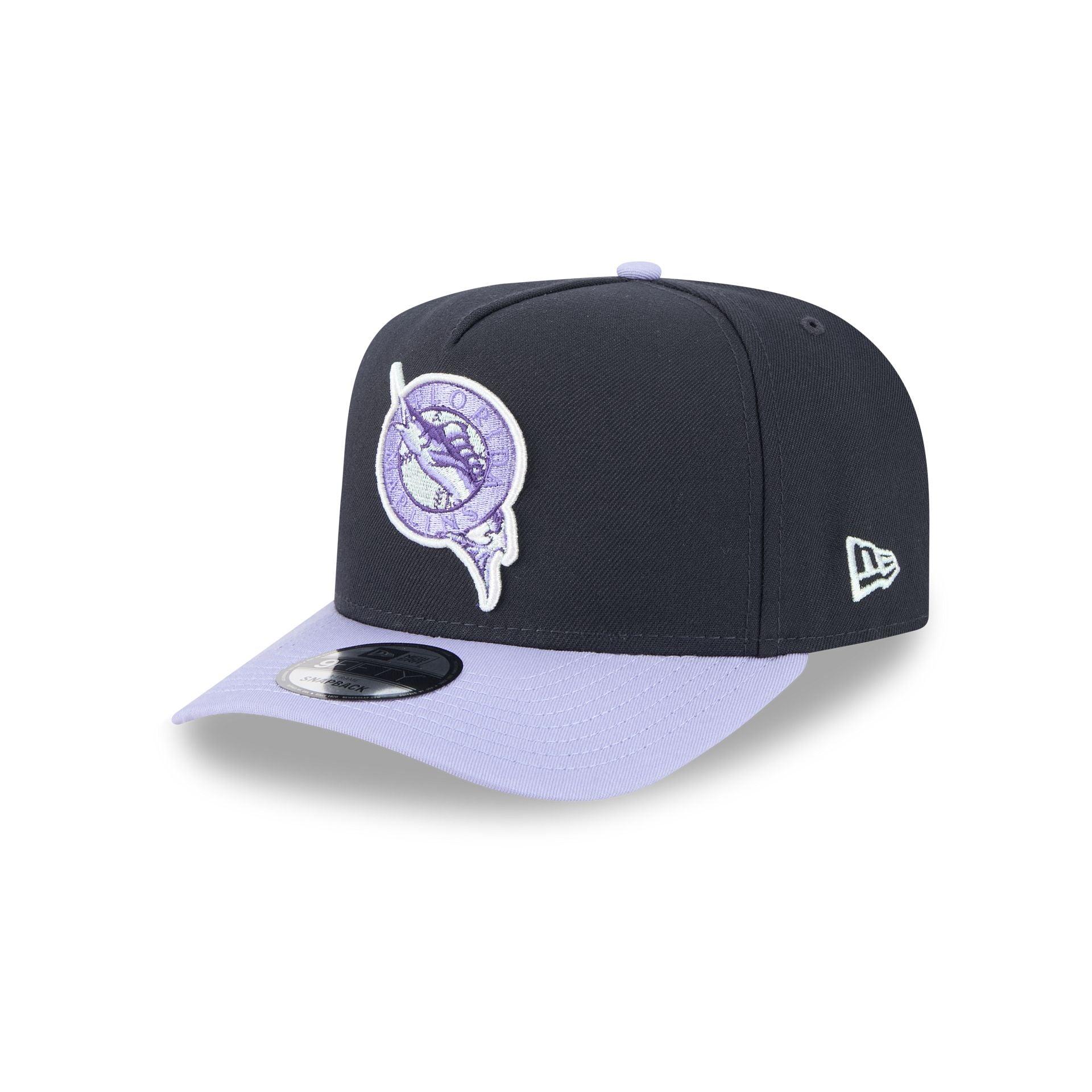Miami Marlins Navy Lavender 9FIFTY A-Frame Snapback Hat Male Product Image