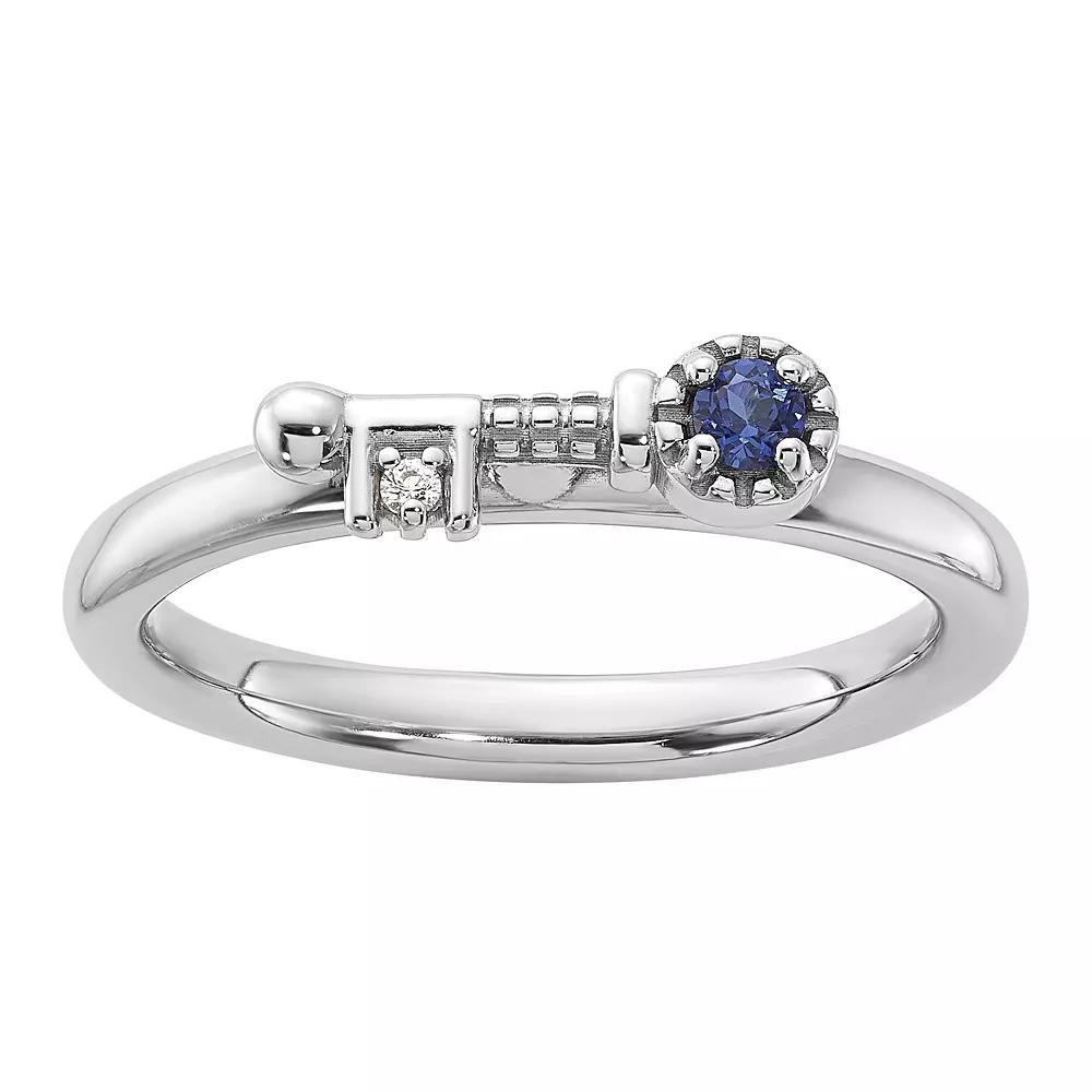 Stacks & Stones Sterling Silver Stackable Gemstone Key Ring, Women's, Size: 9, Created Blue Product Image