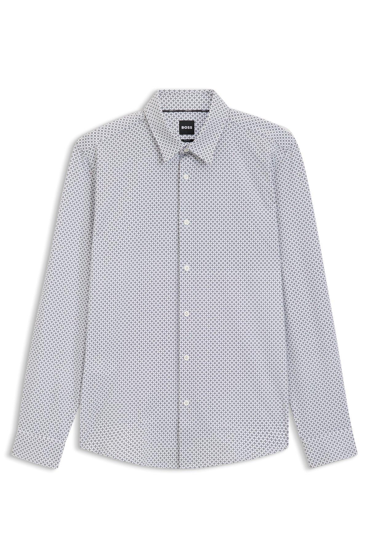 Slim-fit shirt in printed Italian cotton Product Image