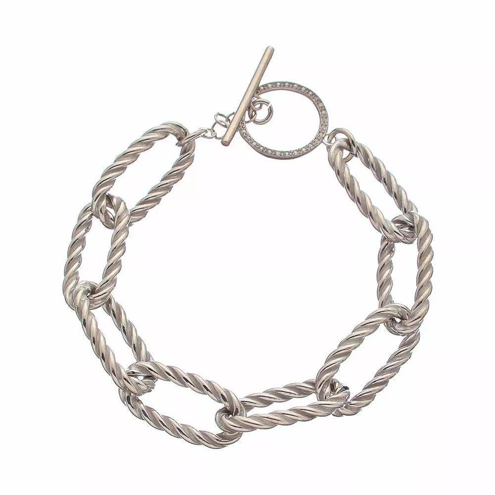 Meshmerise Sterling Silver 1/5 Carat T.W. Diamond Twisted Link Toggle Bracelet, Women's, Size: 7", Silver Tone Product Image