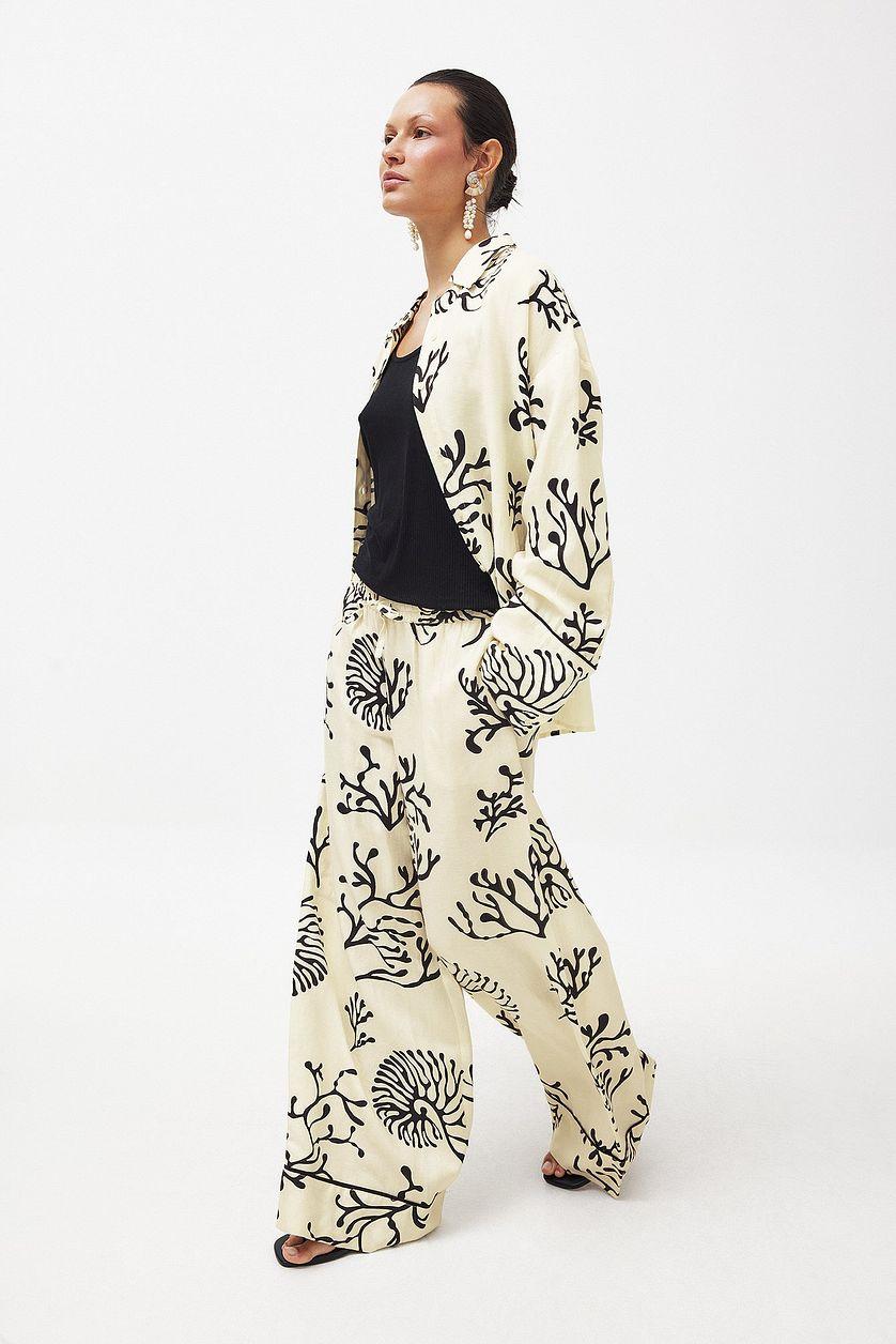 Viscose Wide Mid Waist Trousers Product Image