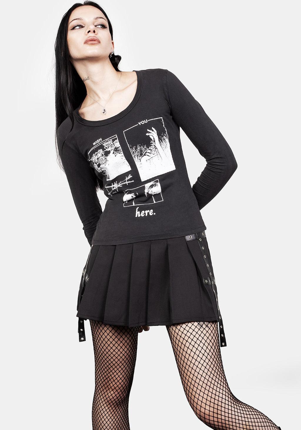 Wish Washed Black Scoop Neck T-Shirt Product Image