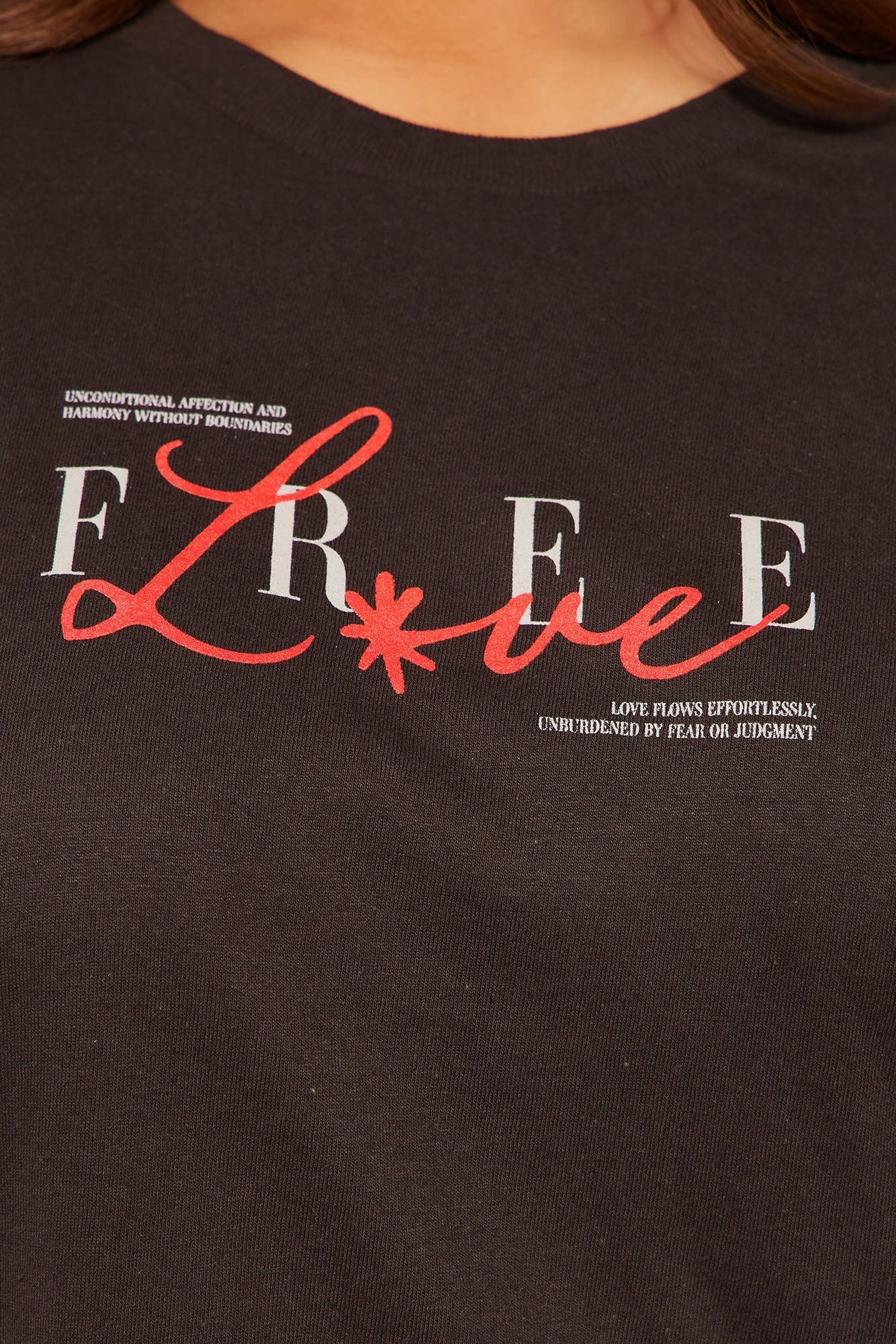 Free Love Multi Hit Oversized Tee - Brown Female Product Image