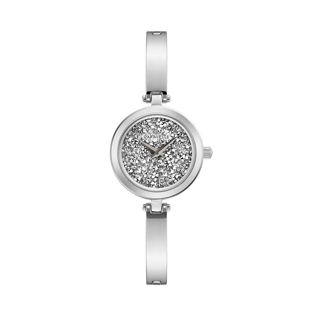 Caravelle by Bulova Womens Crystal Bangle Watch - 43L211 Silver Tone Product Image