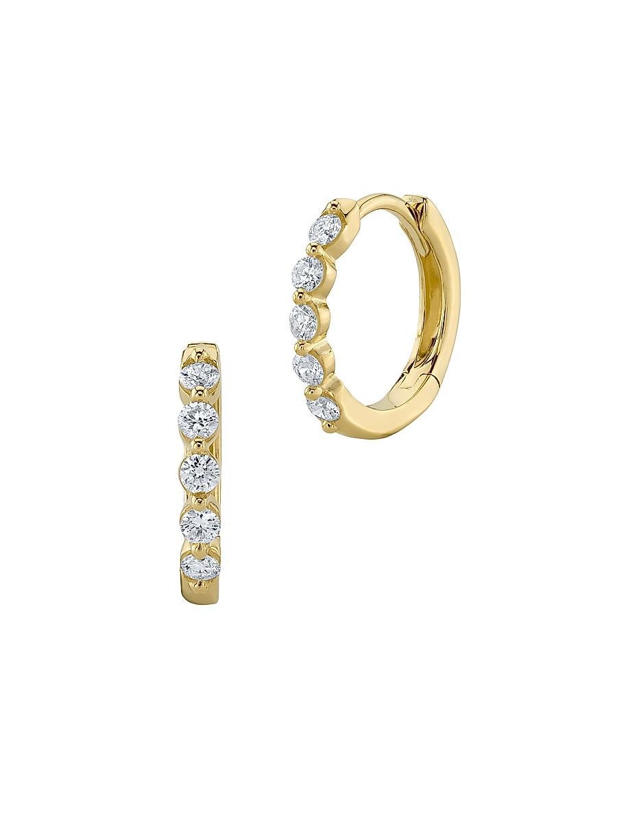 Womens Gia 14K Gold & 0.24 TCW Diamond Huggie Hoop Earrings Product Image