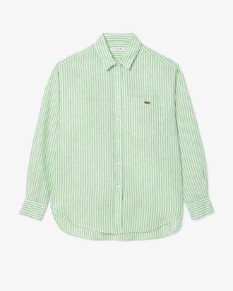 Oversized Striped Linen Shirt Product Image