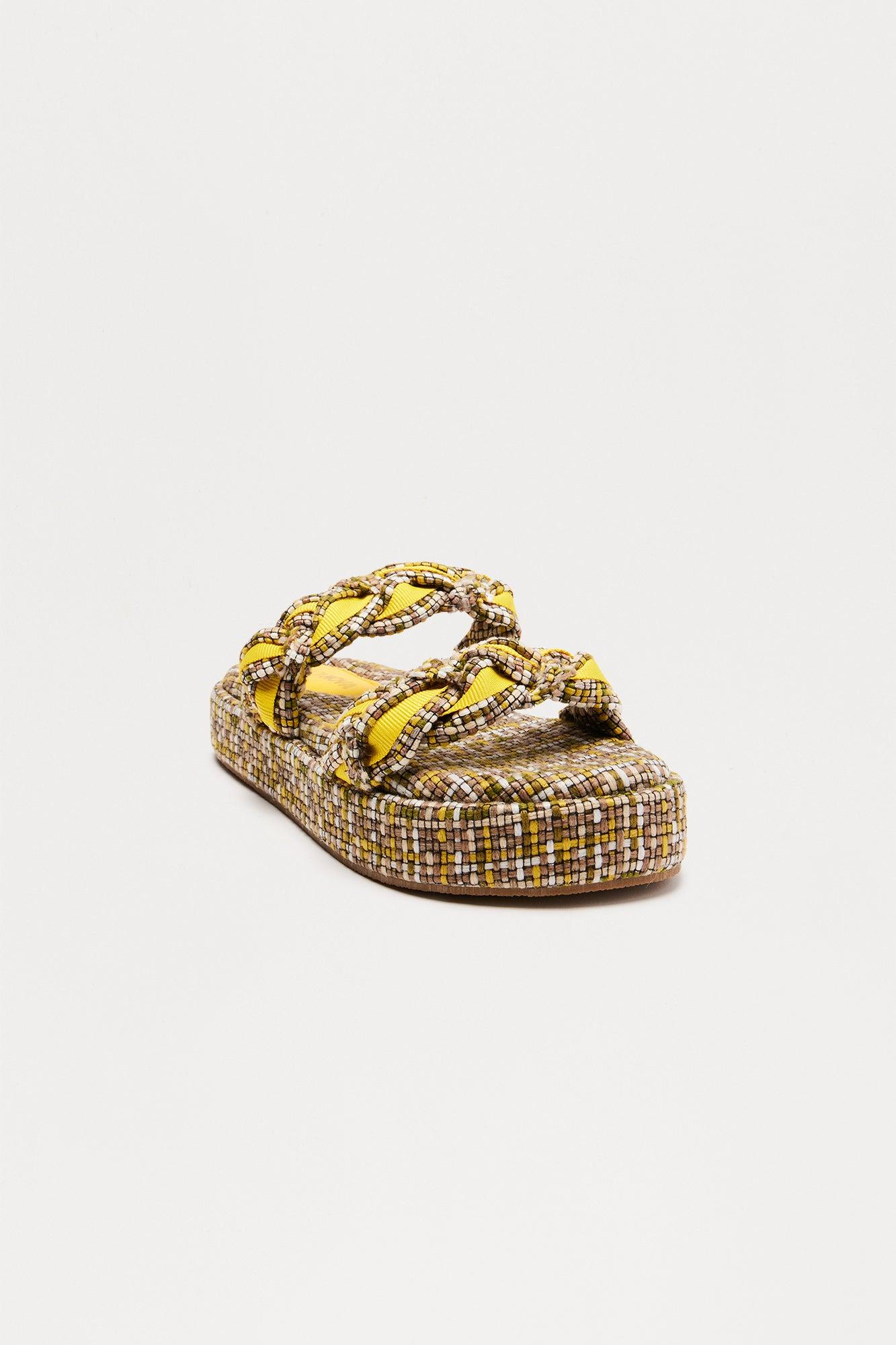 Farlow Braided Strap Slides - Green/combo Female Product Image