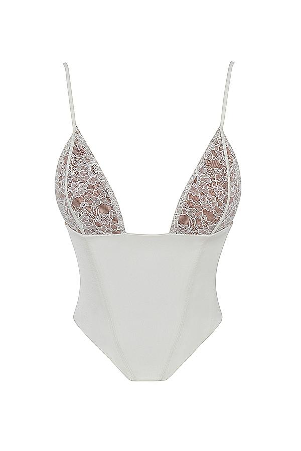 Emilee  ivory satin and lace corset Product Image