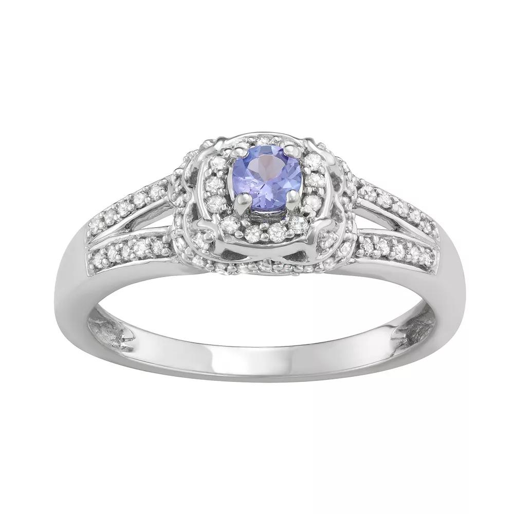 14k White Gold Tanzanite & 1/2 Carat T.W. Diamond Engagement Ring, Women's, Size: 5, 10k Whgold Product Image