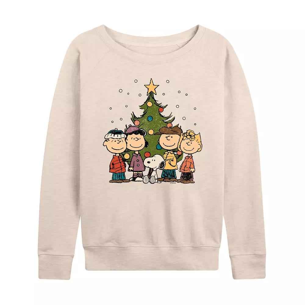Women's Peanuts Christmas Group French Terry Long Sleeve Tee,  Product Image