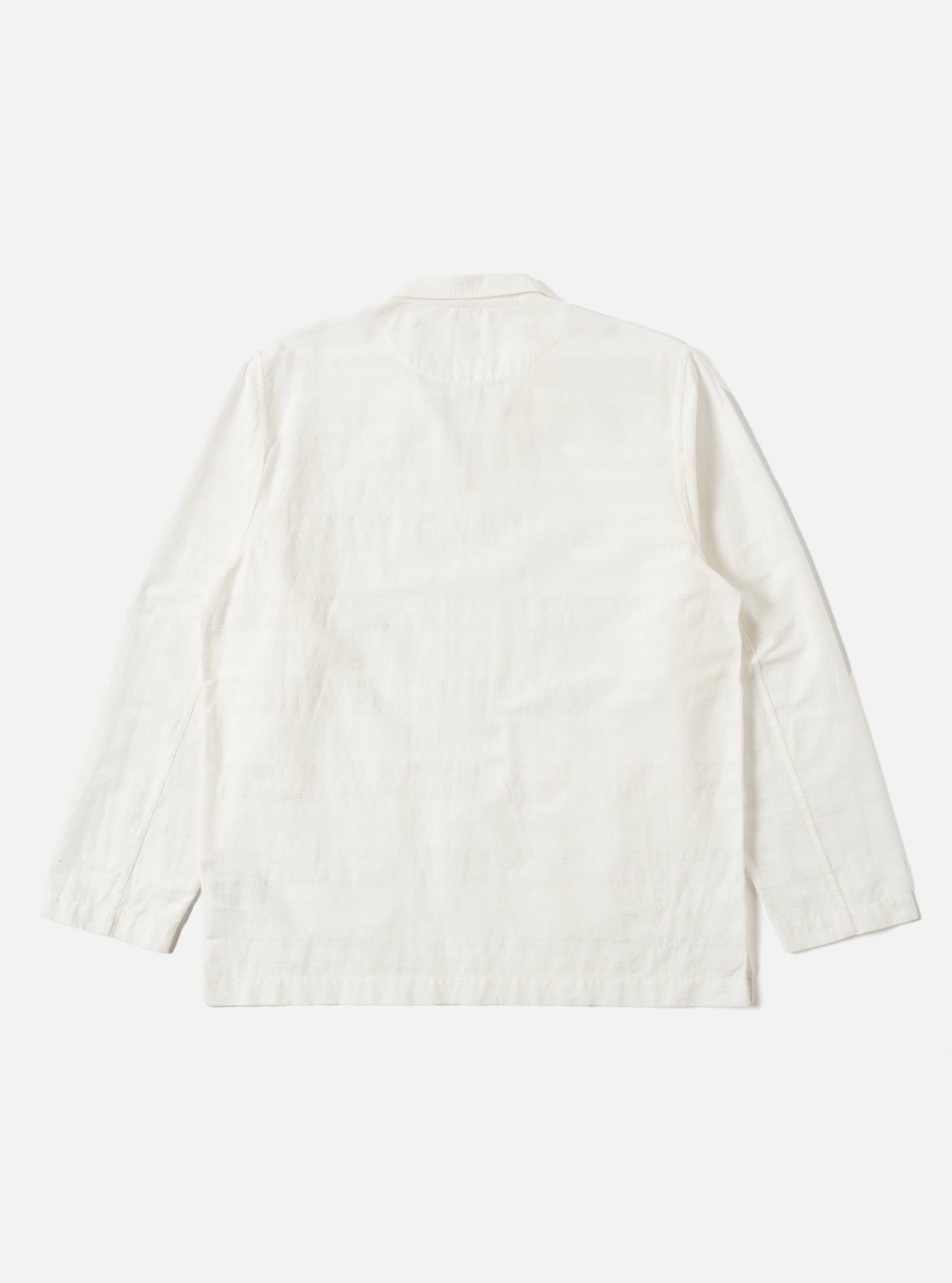 Universal Works Smock Overshirt in Ecru Deffe Self Stripe Product Image