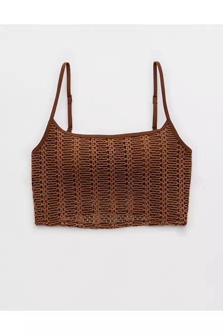 Aerie Cloudweave Crochet Longline Scoop Bikini Top Women's Product Image