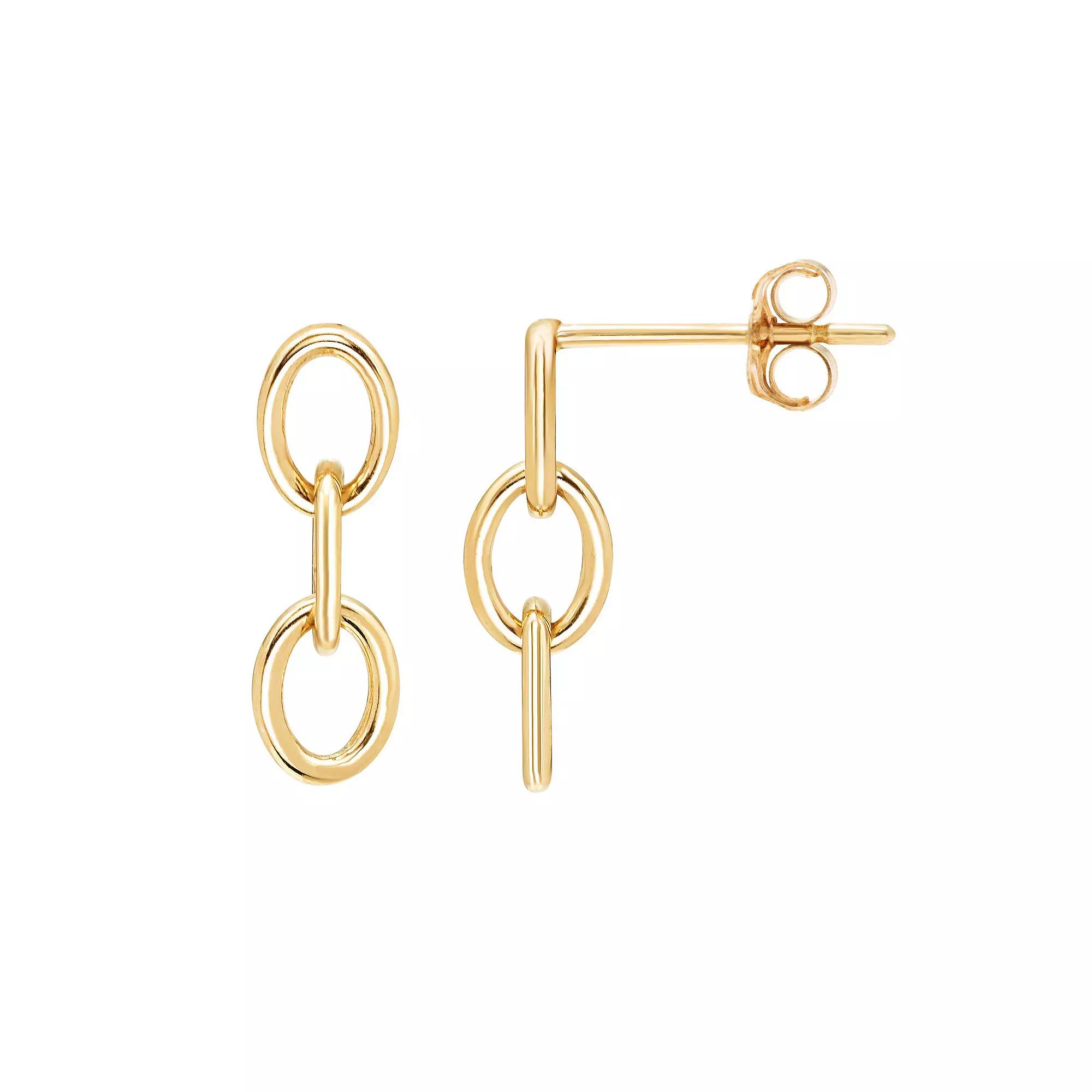 Theia Sky 14k Yellow Gold Three Chain Link Drop Earrings, Women's, 14k Gold Product Image