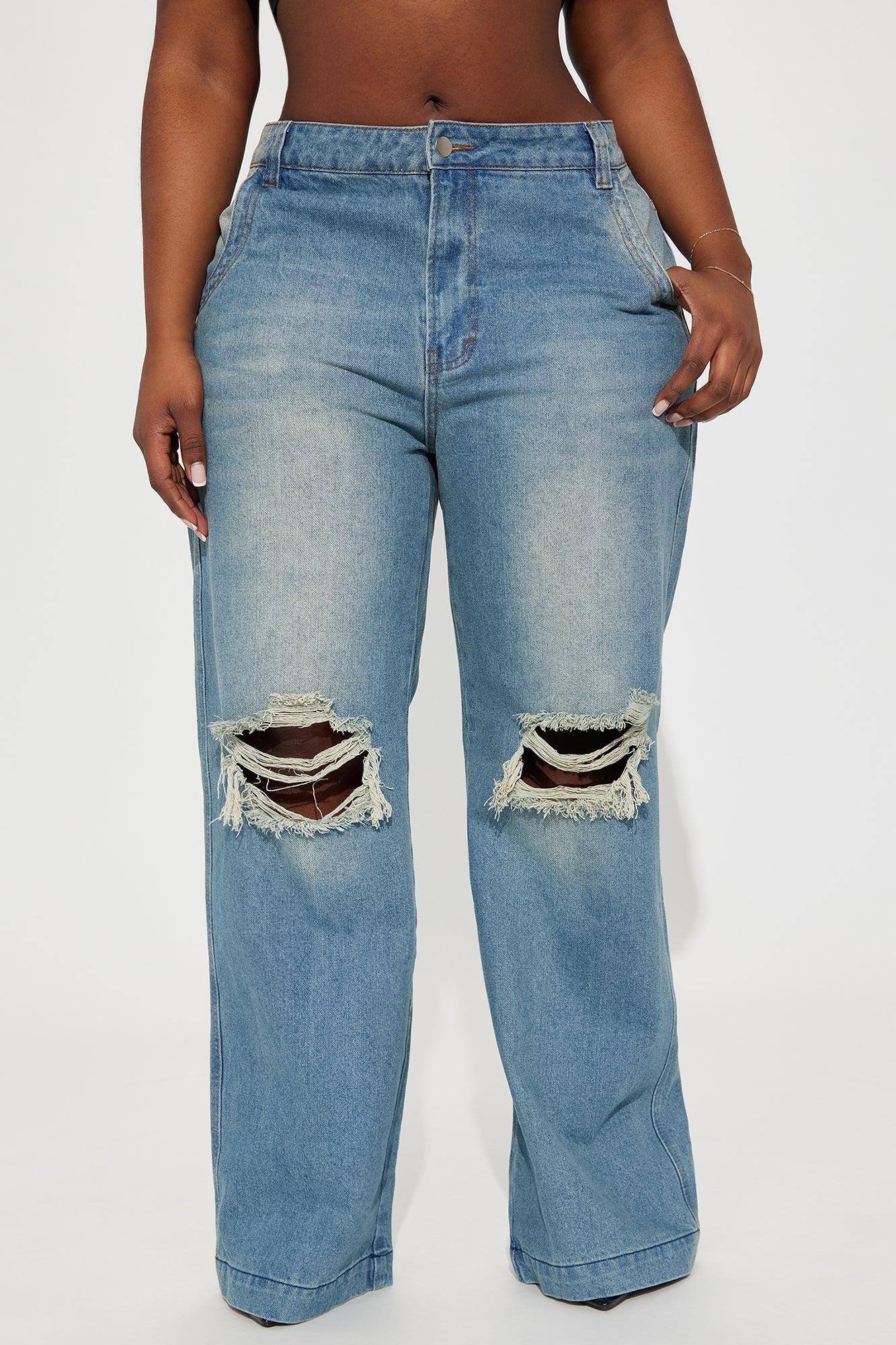 Drew Drop Waist Baggy Jeans - Medium Wash Product Image
