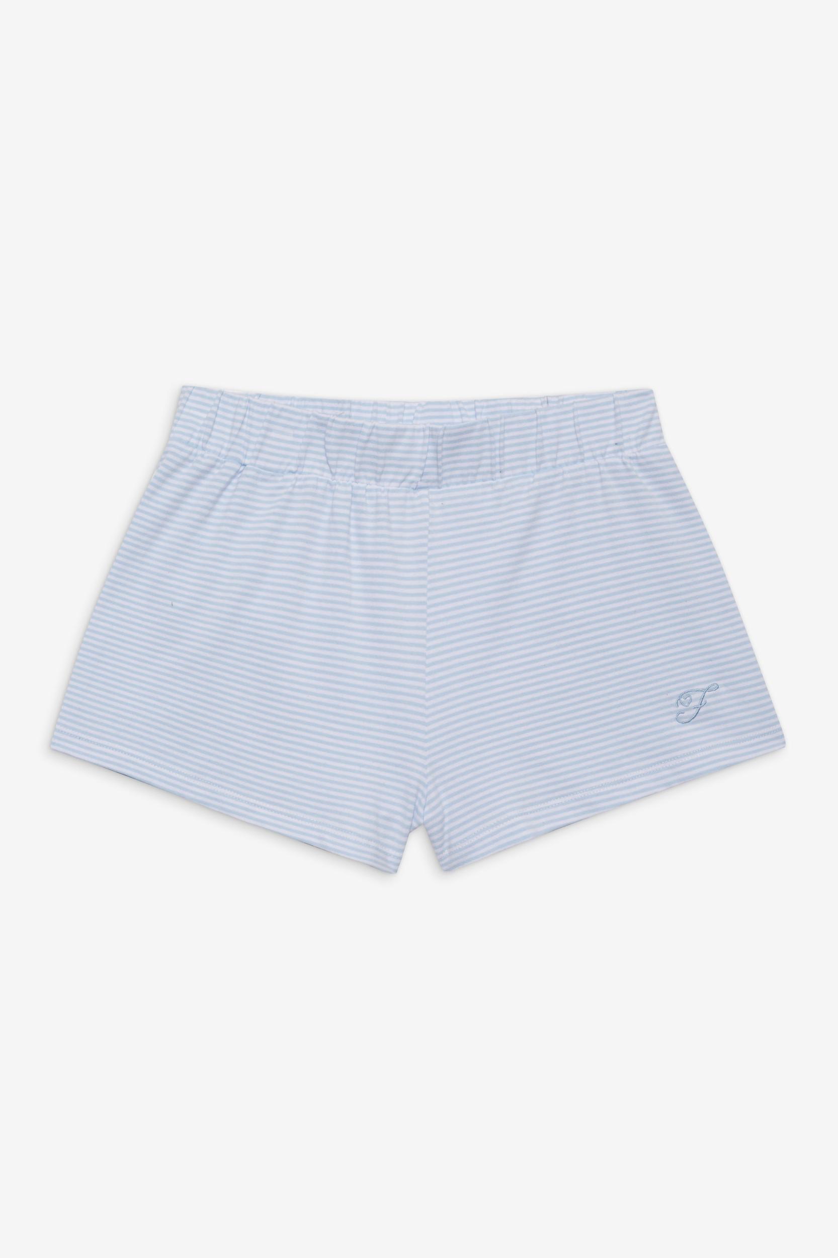 Collins Cotton Booty Shorts - Ice Blue Stripe Product Image