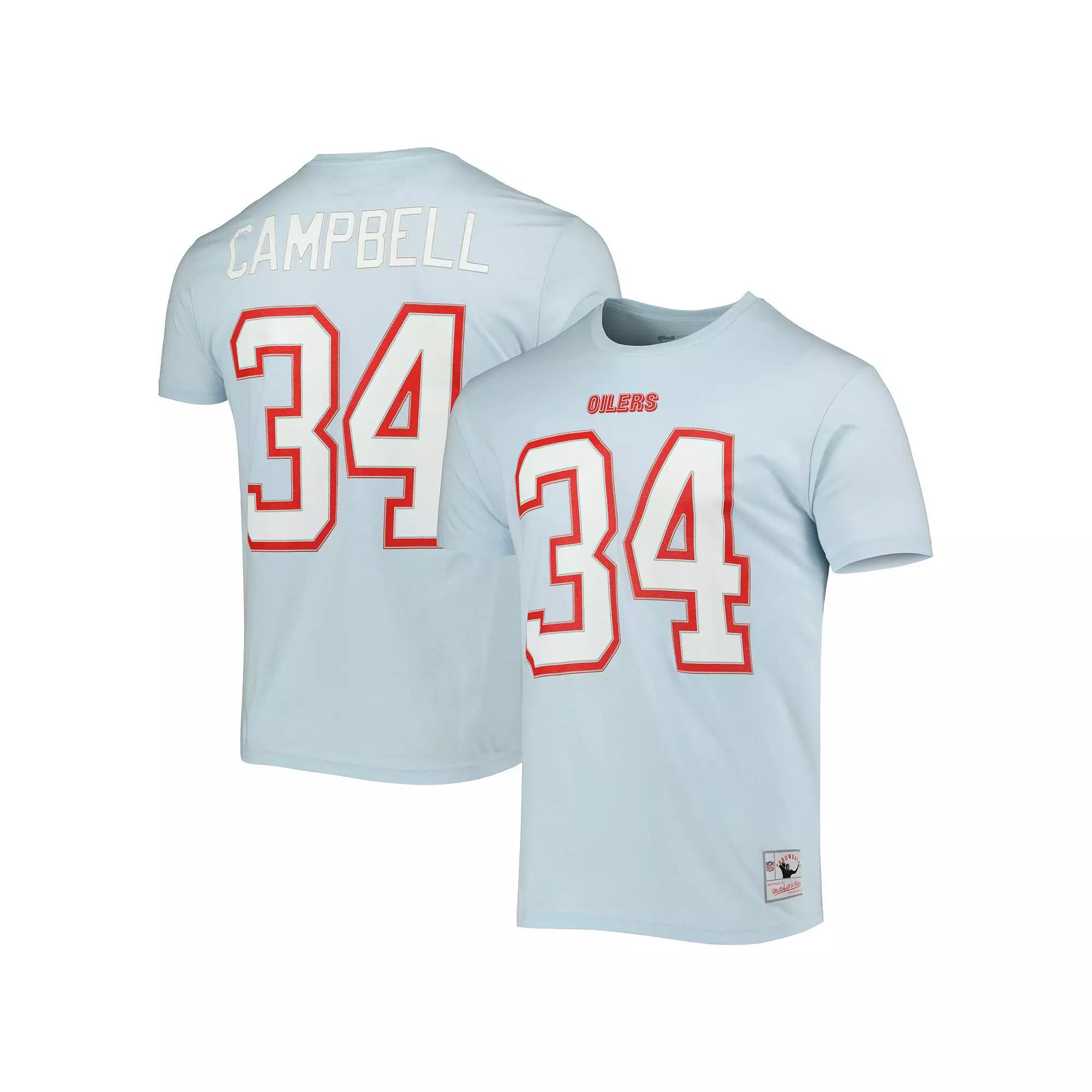 Men's Mitchell & Ness Earl Campbell Light Blue Houston Oilers Retired Player Logo Name & Number T-Shirt, Size: 2XL, Nfl Light Product Image