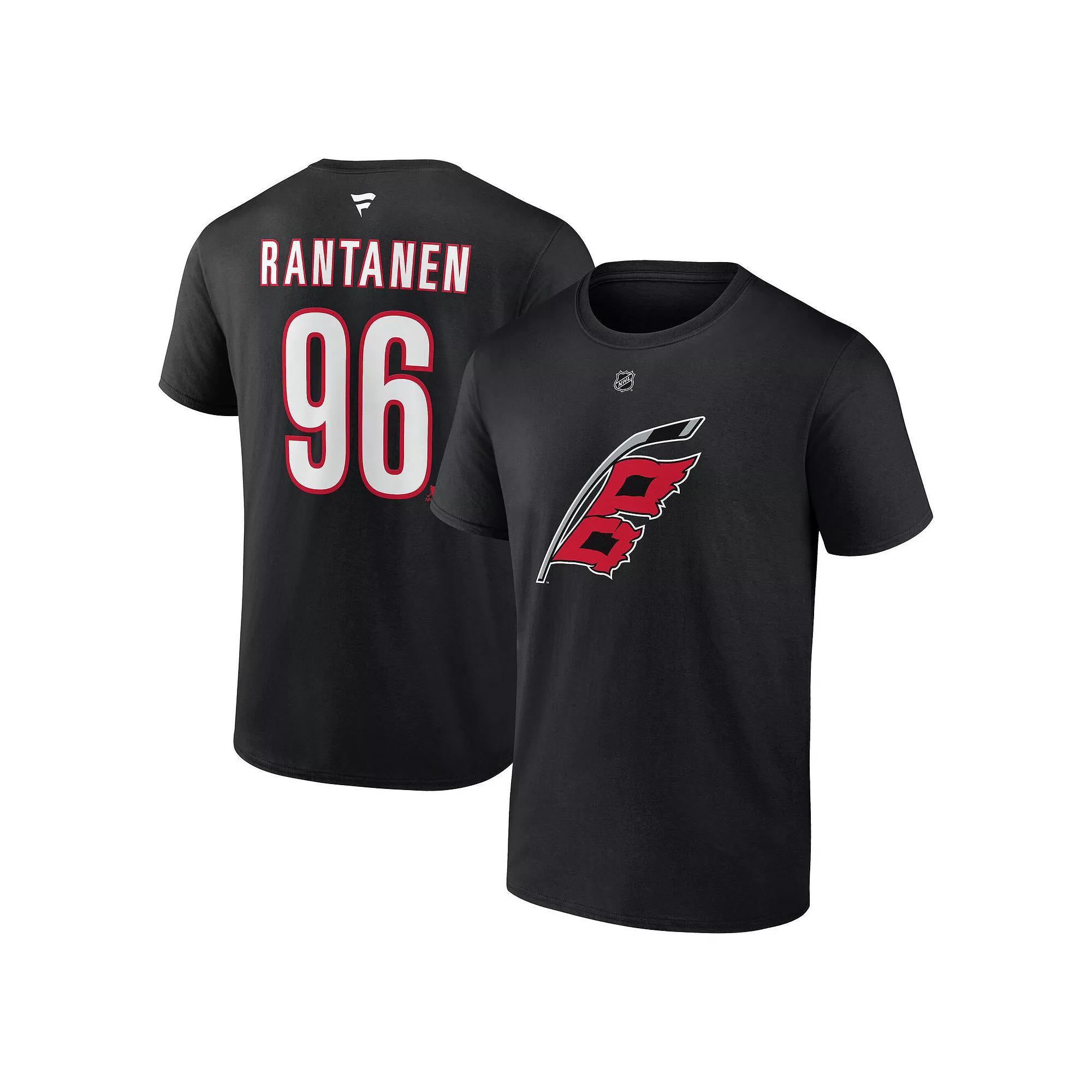 Men's Fanatics Mikko Rantanen Black Carolina Hurricanes Authentic Stack Name & Number T-Shirt, Size: Medium Product Image