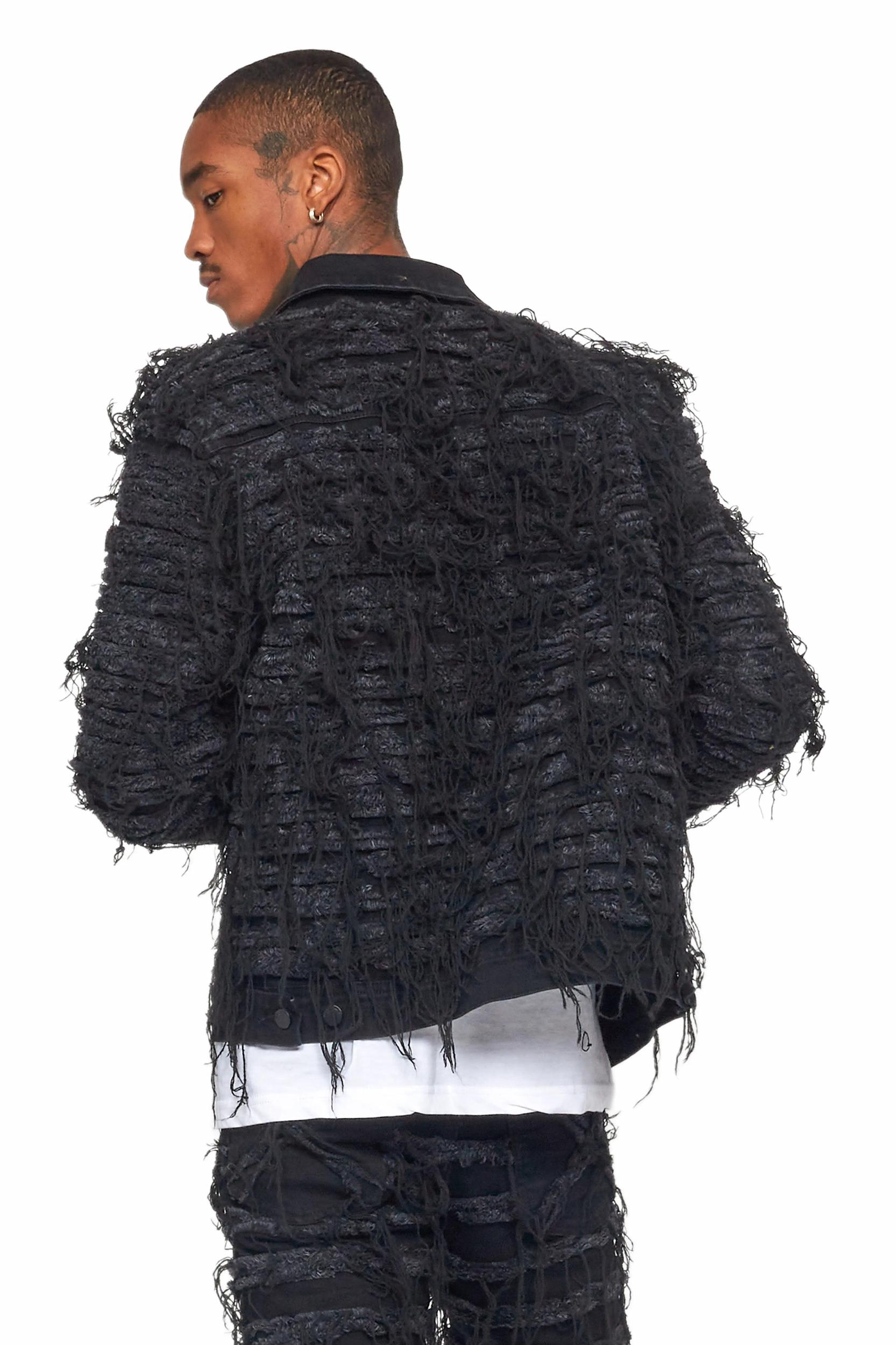 Ayan Black Distressed Denim Jacket Male Product Image