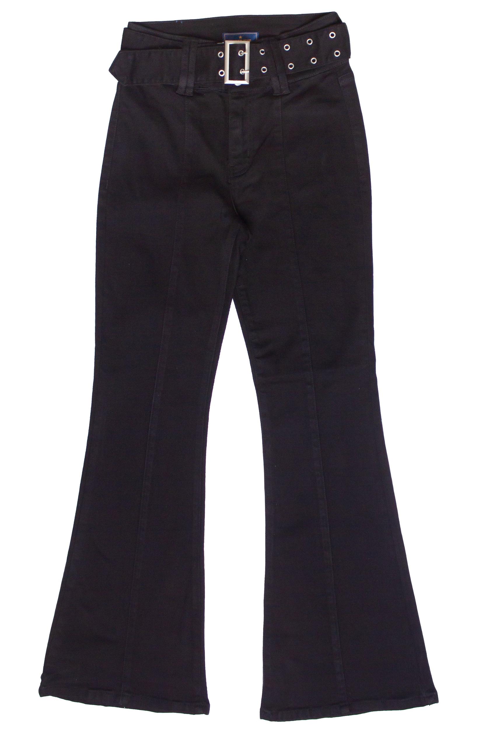 High Rise Belted Flare Jeans Product Image