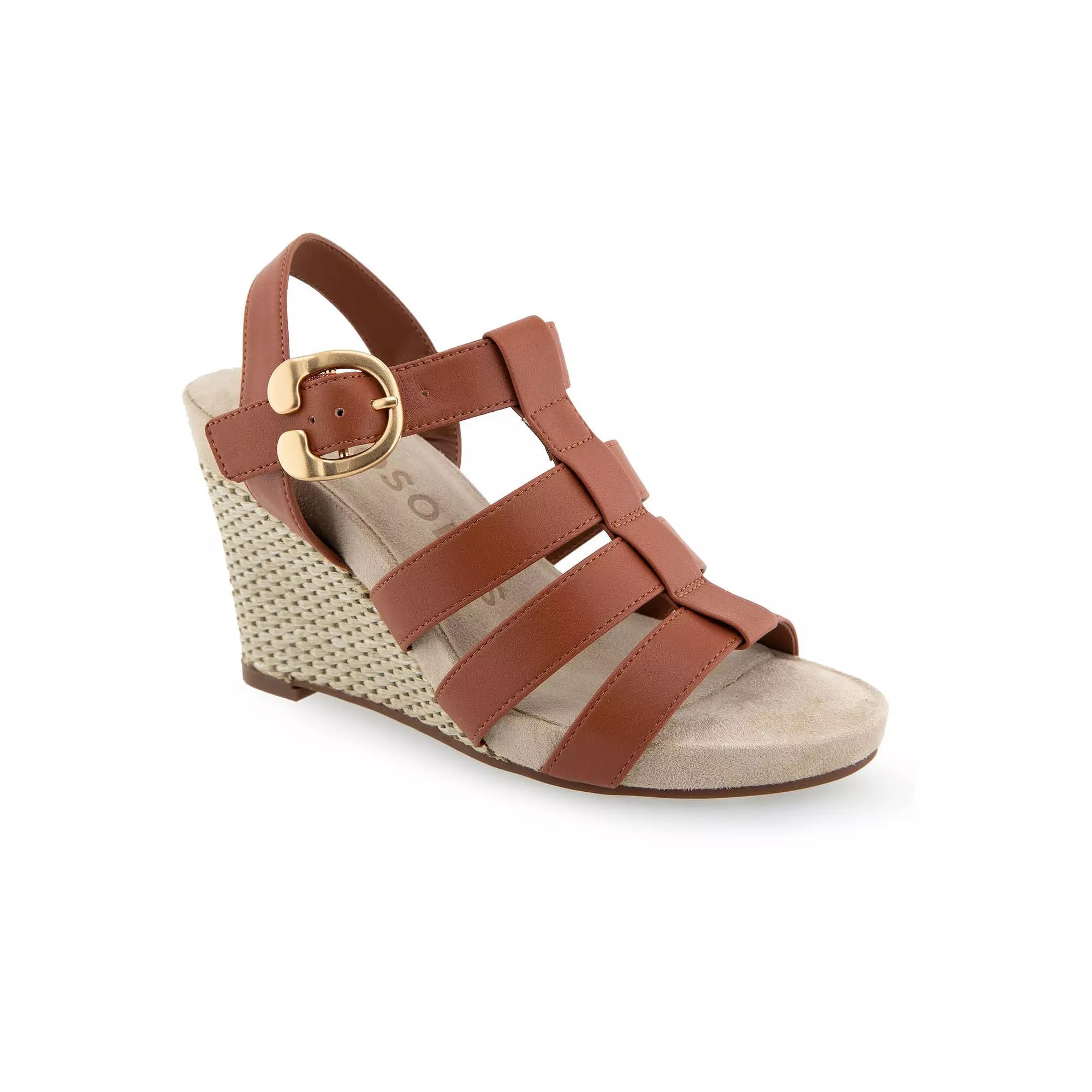 Aerosoles Paige Womens Wedge Sandals Red Bread Pu Product Image