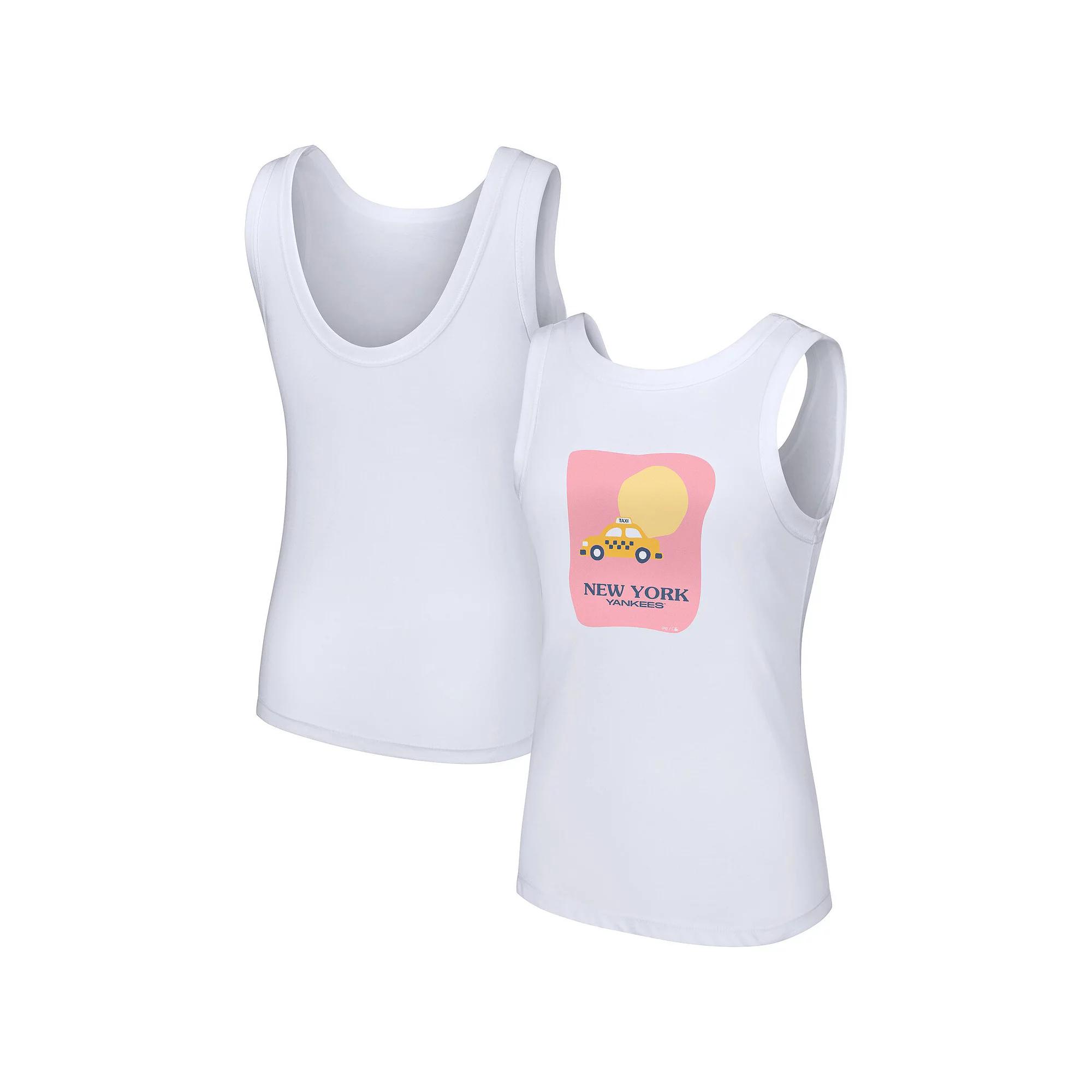 Women's Lusso Style White New York Yankees Lindy Tank Top,  Product Image
