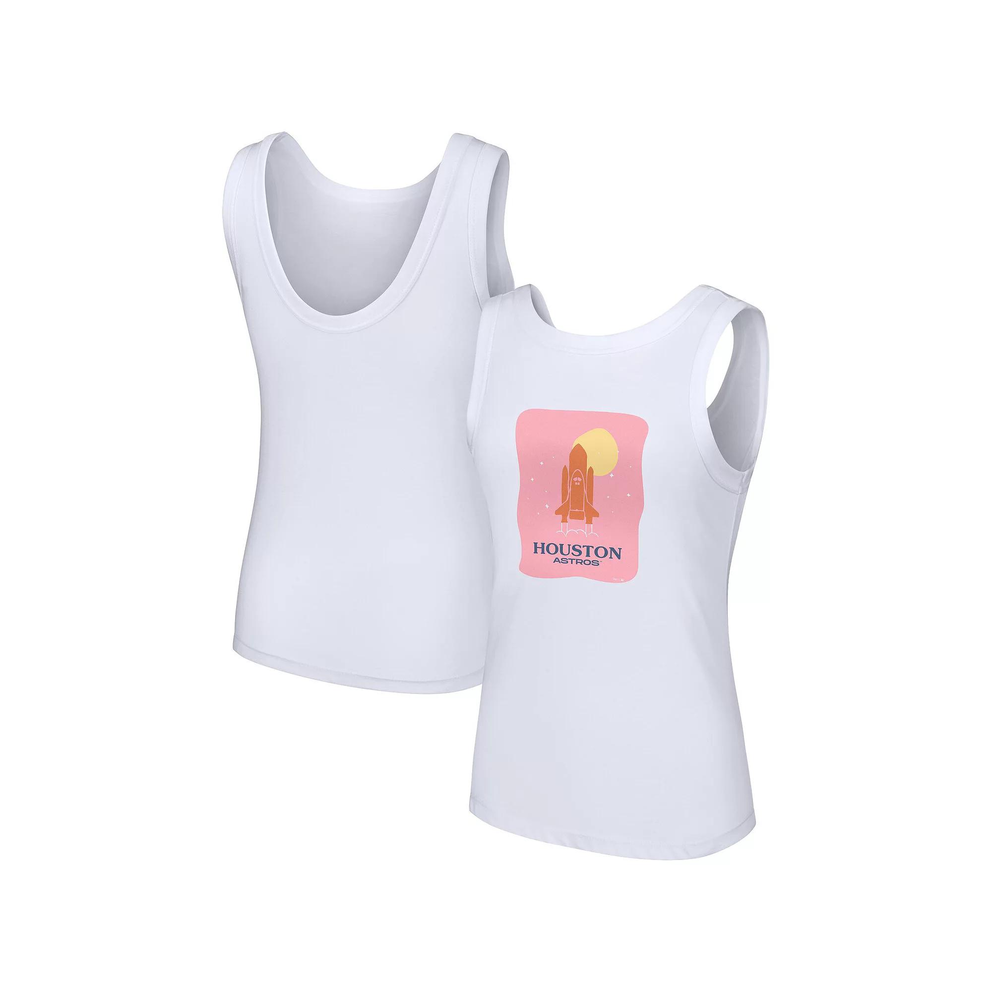 Women's Lusso Style  White Houston Astros Lindy Tank Top, Size: Large Product Image