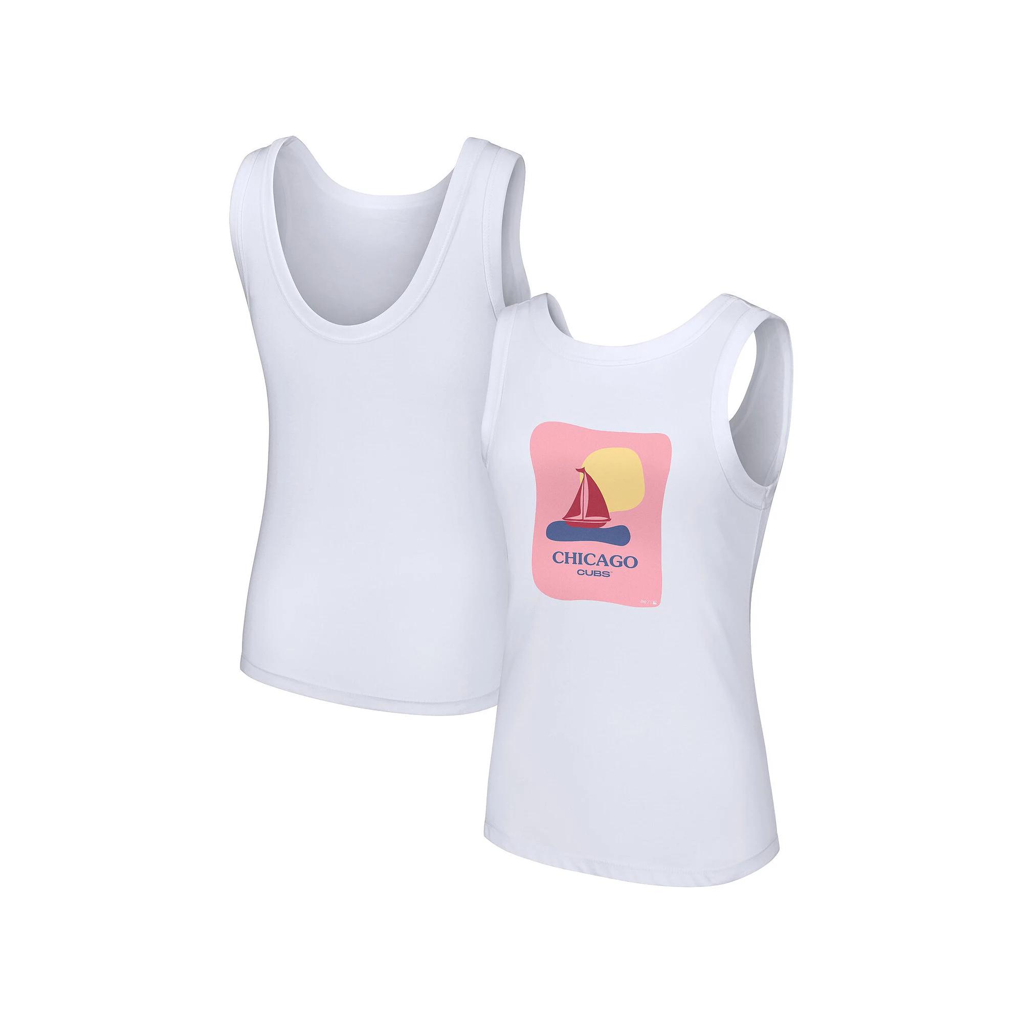 Women's Lusso Style White Chicago Cubs Lindy Tank Top,  Product Image