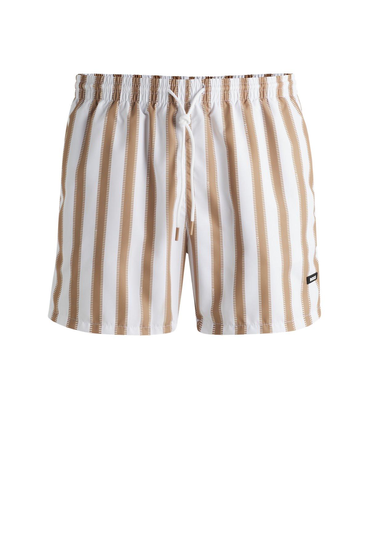 BOSS - Fully lined swim shorts with seasonal print - White Product Image