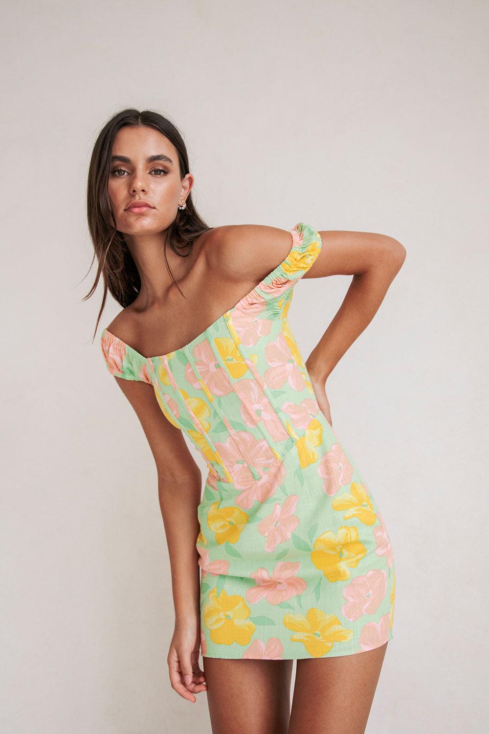 Tillie Dress - Rose Fill Green Product Image