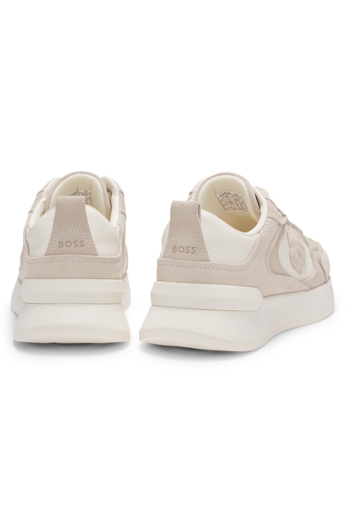 Suede-trim trainers with Double B monogram Product Image
