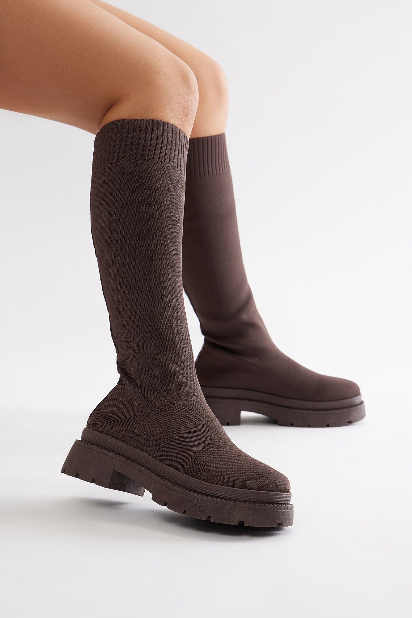 Rocco Knit Boots - Brown Product Image