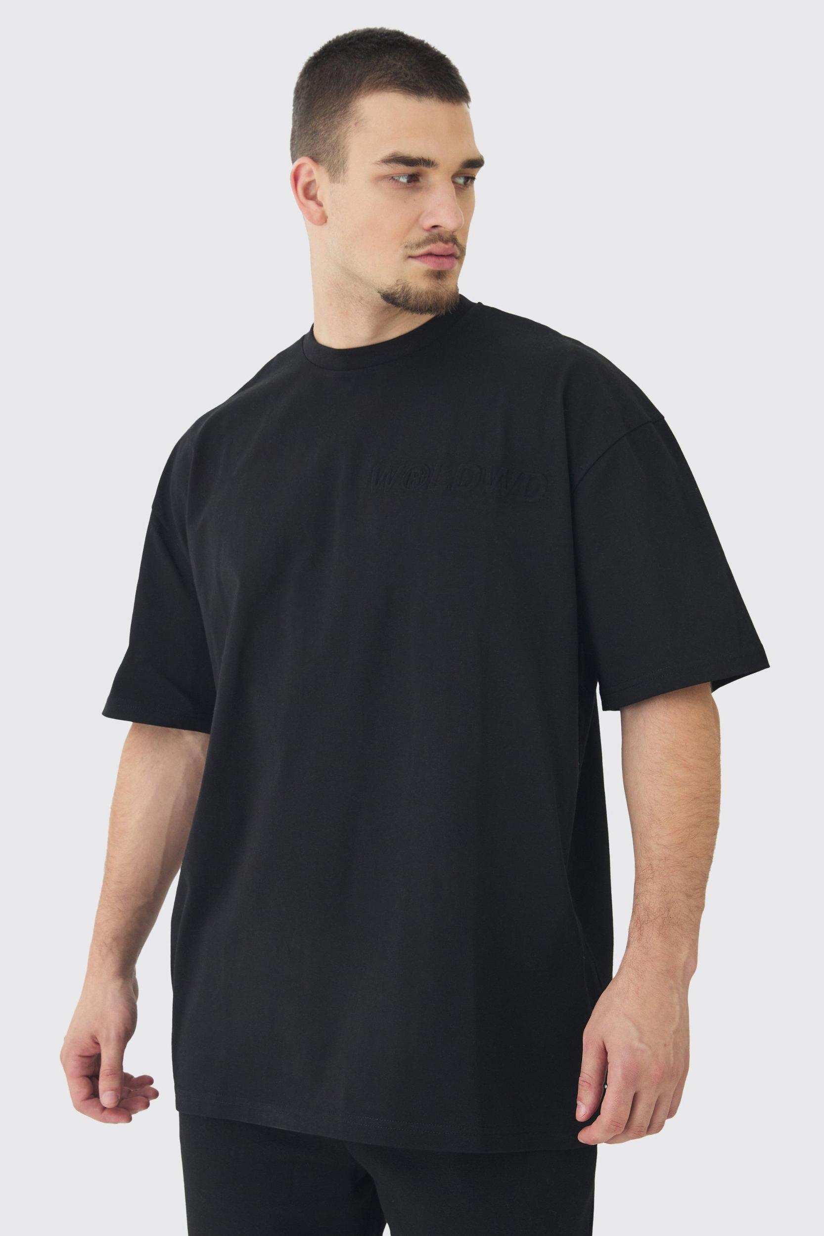 Tall Oversized Worldwide Embossed T-Shirt | boohooMAN USA Product Image