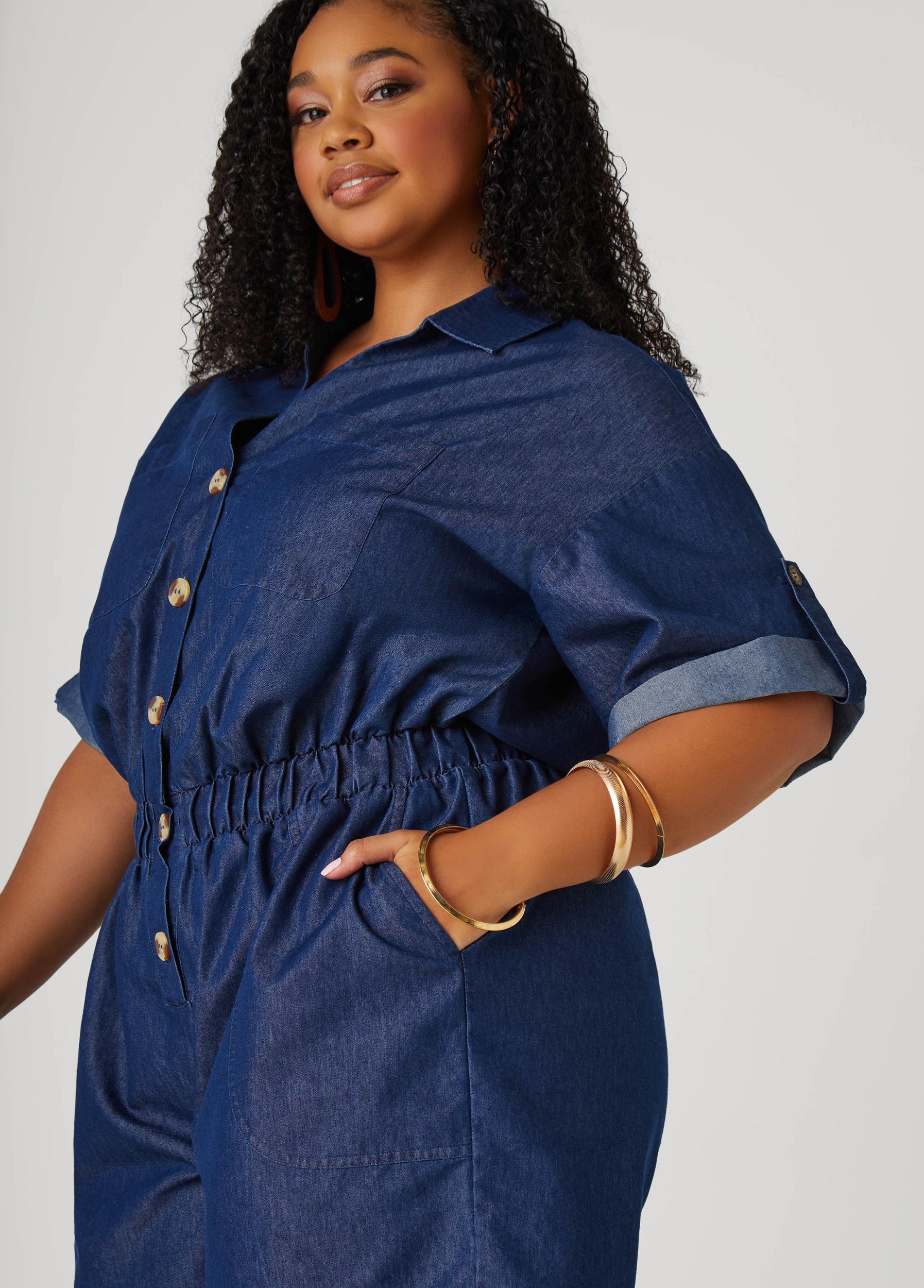 Cuffed Chambray Romper Product Image