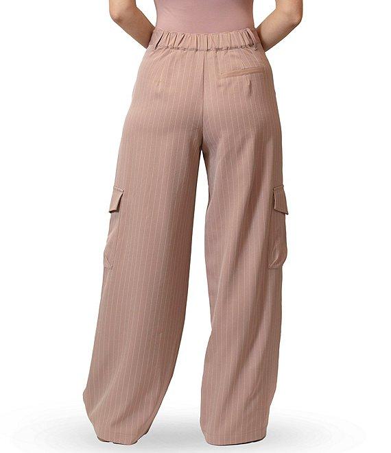 Stevie By Steve Madden Pinstripe Pattern High Rise Loose Fit Pant Product Image