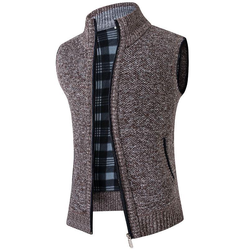 Stand Collar Plain Zip Sweater Vest Product Image