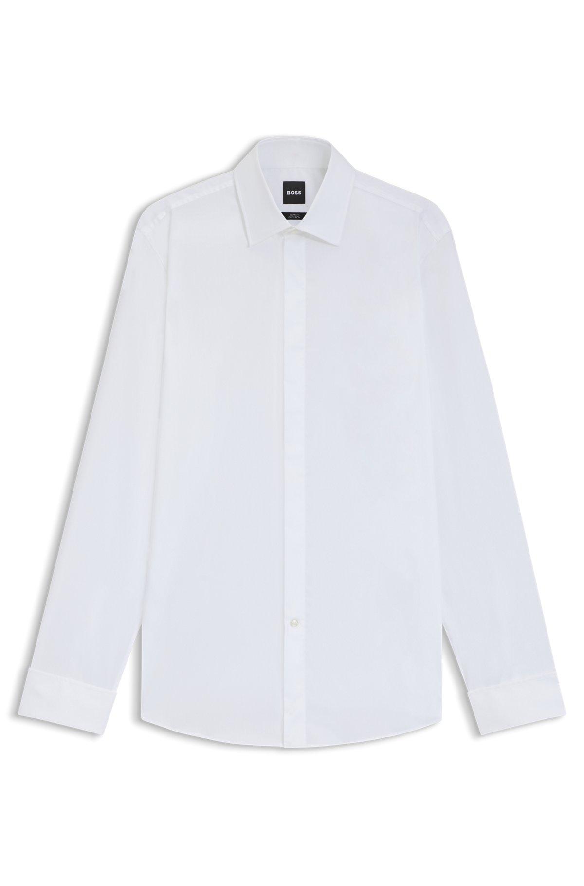 Easy-iron slim-fit shirt in stretch-cotton poplin Product Image