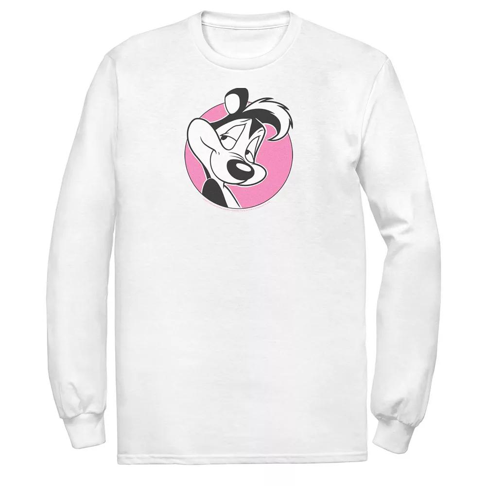 Men's Looney Tunes Pepe Le Pew Pink Circle Portrait Tee,  Product Image