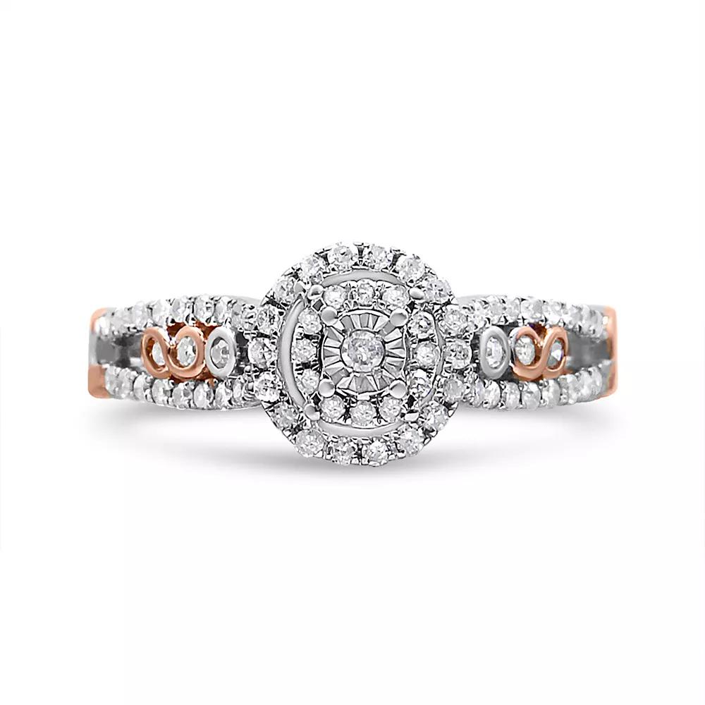 Haus of Brilliance 14k Rose Gold Over Silver 3/8 Carat T.W. Diamond Split Shank Engagement Ring, Women's,  Product Image
