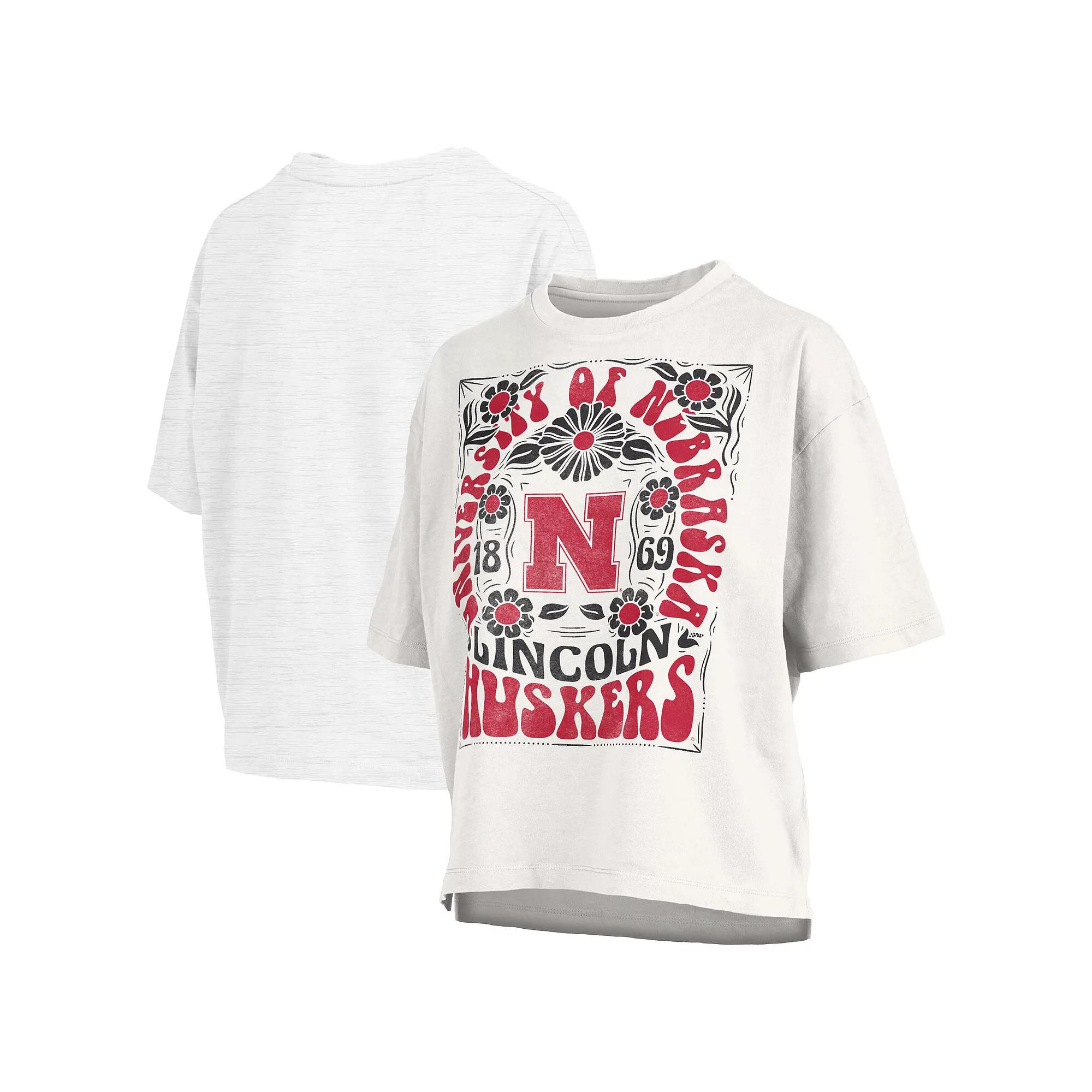 Women's Pressbox White Nebraska Huskers Harmony Oversized T-Shirt, Size: Small Product Image