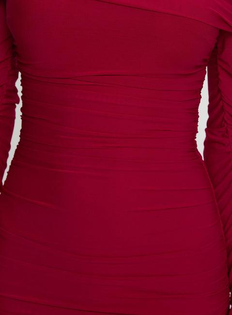 Taylon Off The Shoulder Mini Dress Red Product Image