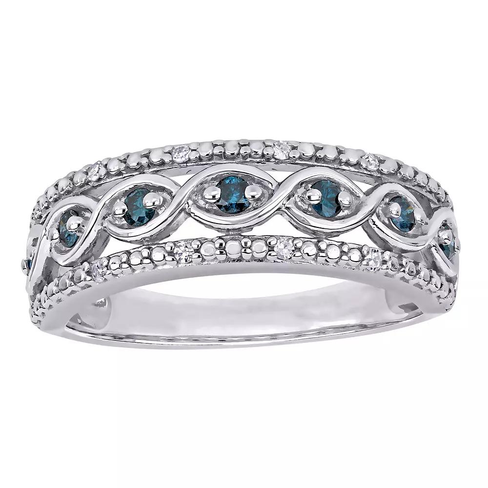 Stella Grace Sterling Silver 1/4 Carat T.W. Blue & White Diamond Infinity Ring, Women's,  Product Image