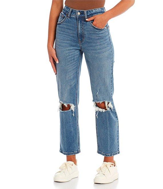 High Rise Ankle Crop Straight Jeans Product Image