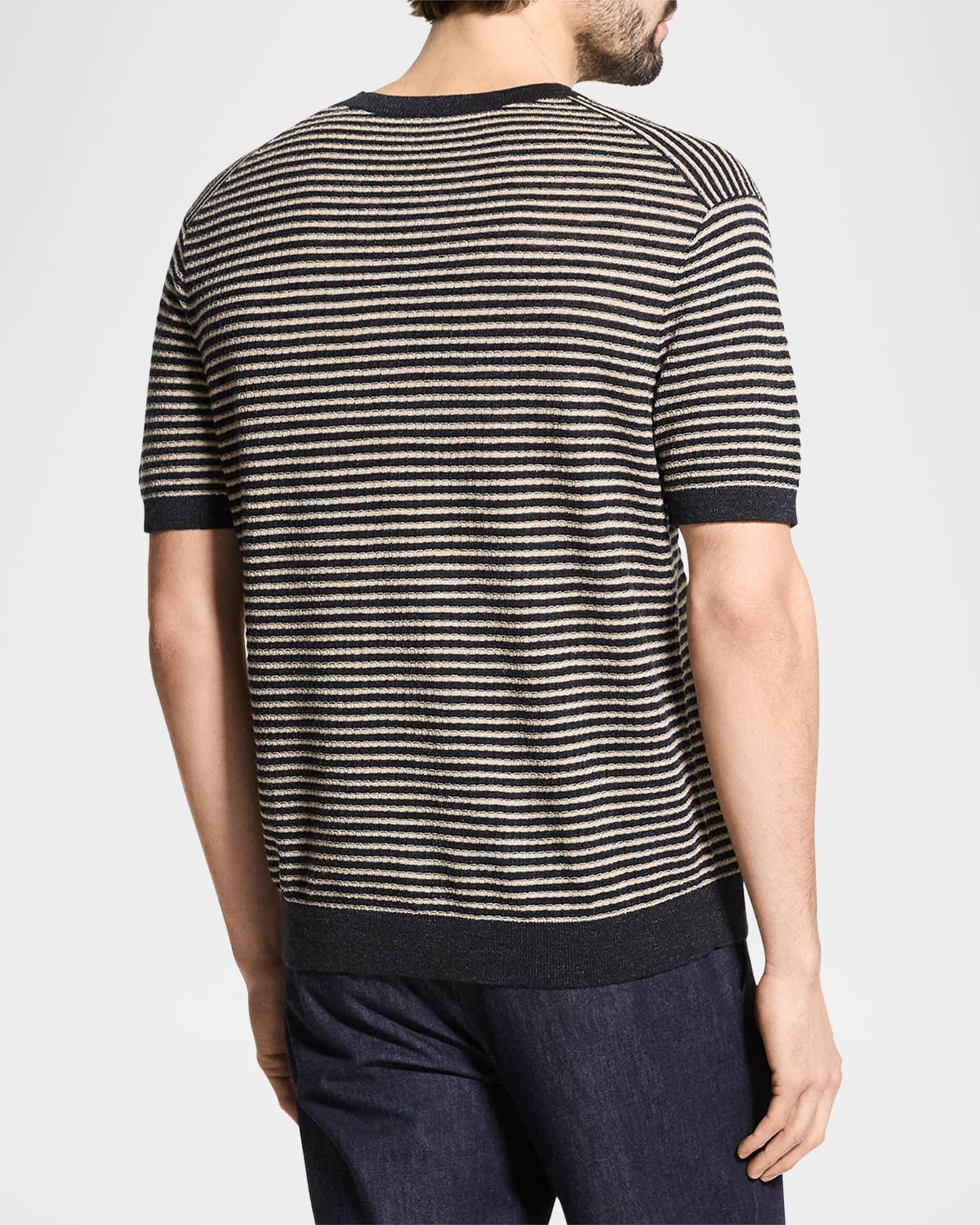 Men's Stripe Knit Short-Sleeve Crewneck Sweater Product Image