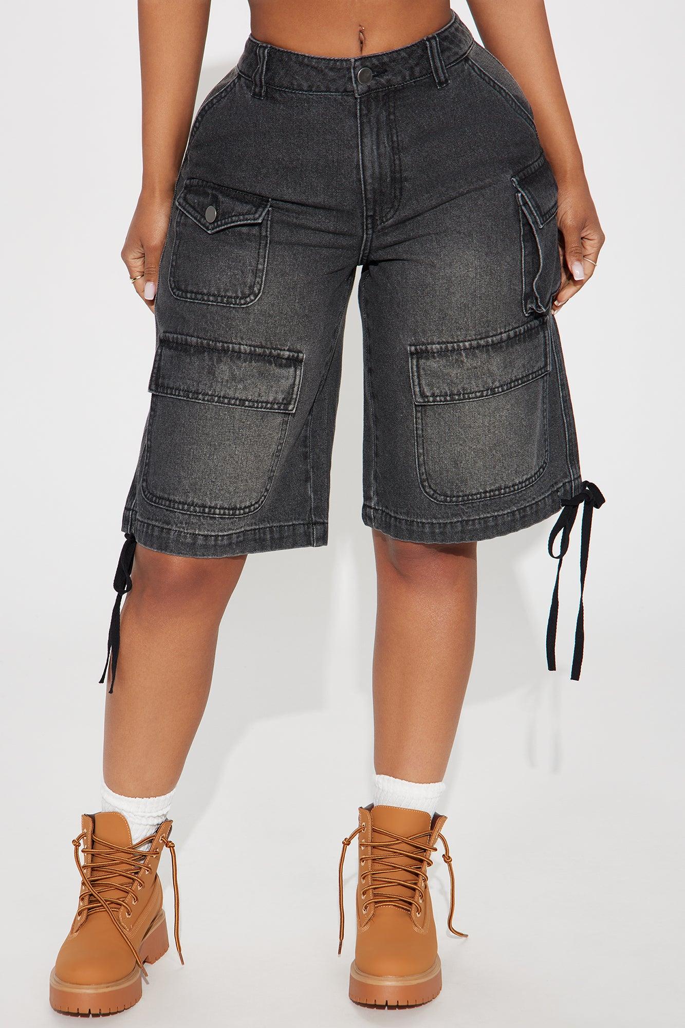Kent Cargo Denim Shorts - Grey Product Image