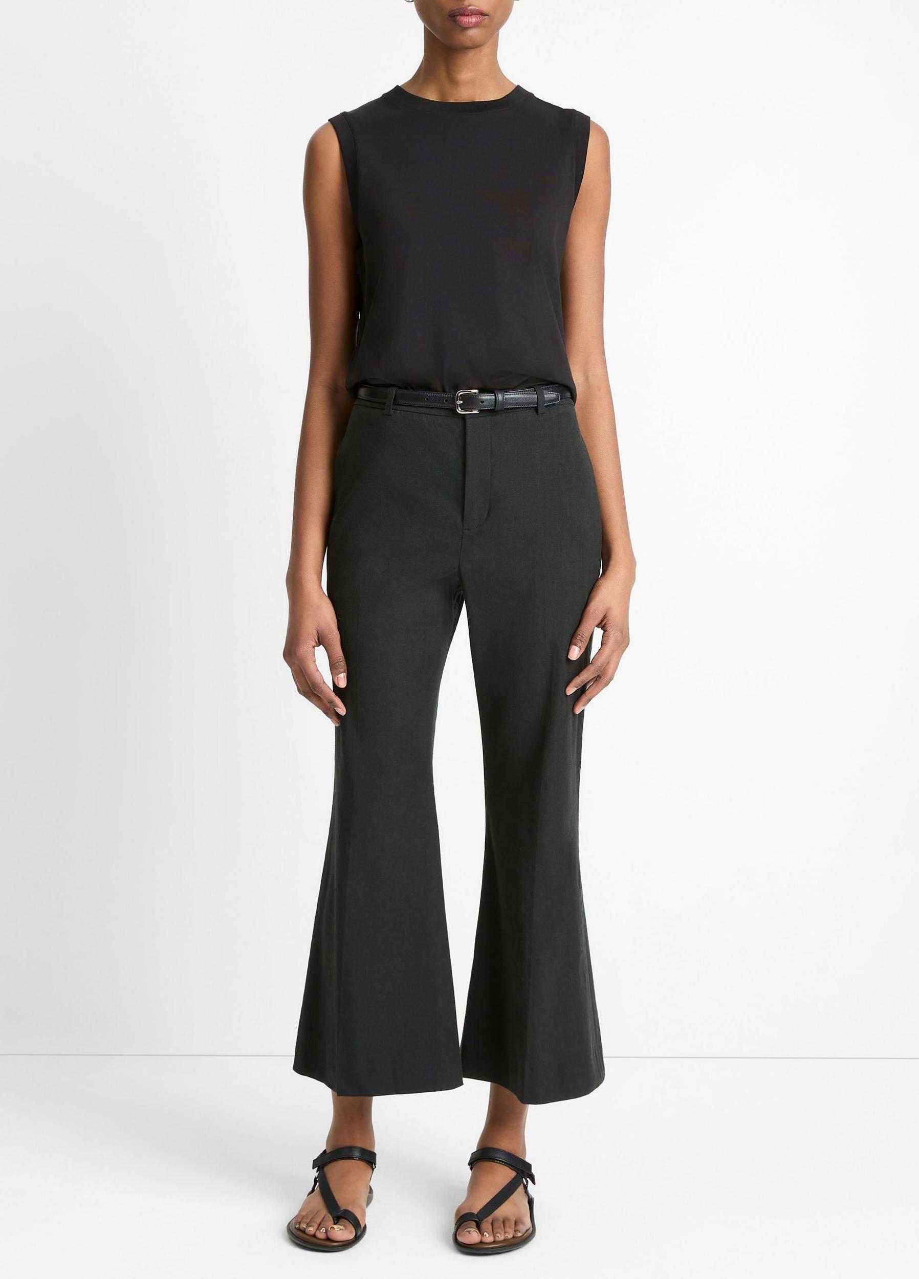 Linen-Blend Crop Flare Trouser Product Image