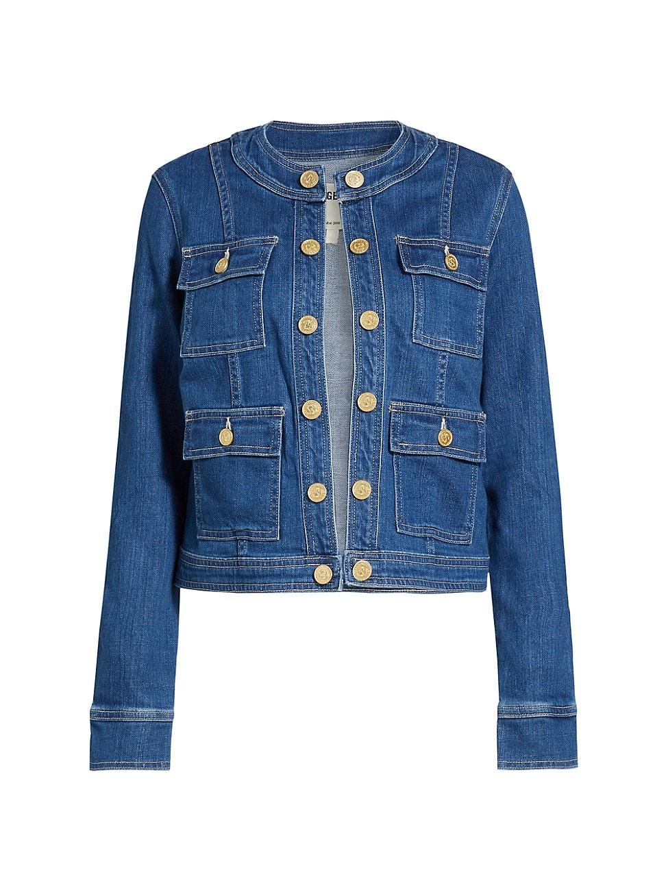 Womens Yari Collarless Denim Jacket Product Image
