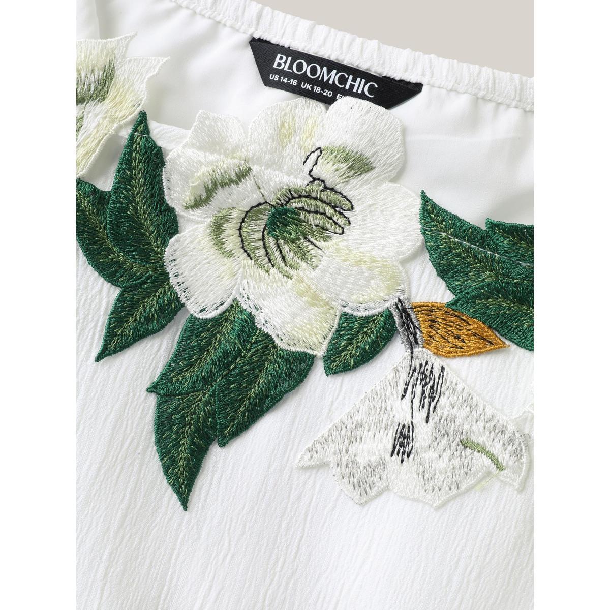 Plus Size Floral Lace Off-Shoulder Adjustable Midi Dress Originalwhite Women Romantic Non Sleeveless Curvy BloomChic 26/4X Product Image