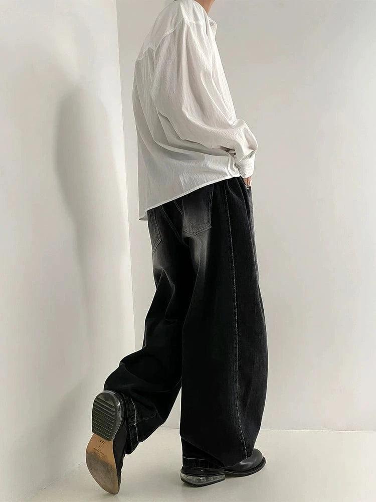 RT No. 19012 WASHED DENIM BAGGY STRAIGHT JEANS Product Image